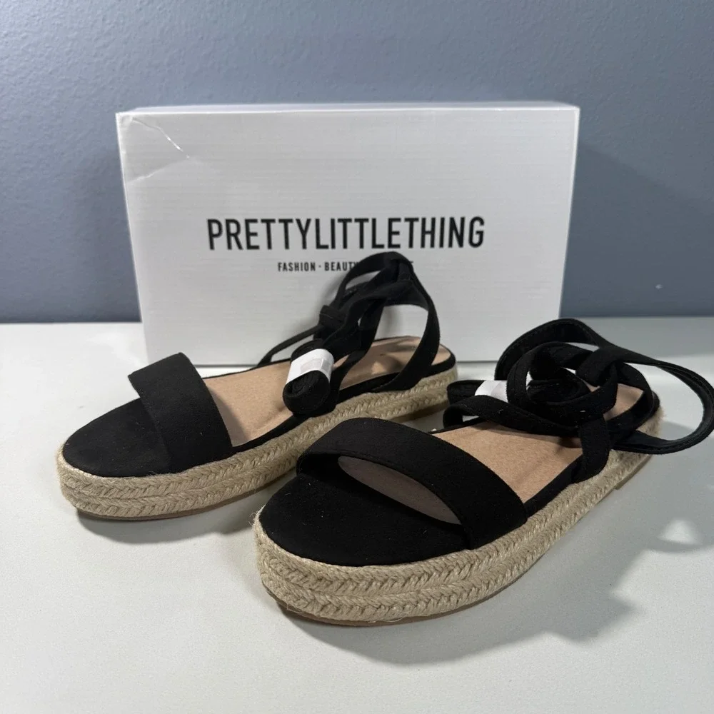 PrettyLittleThing Espadrille Sandals Womens Lace Up Platform. Eu size 37